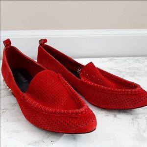 Jeffery Campbell - Red suede flats w/ studs, 6.5M